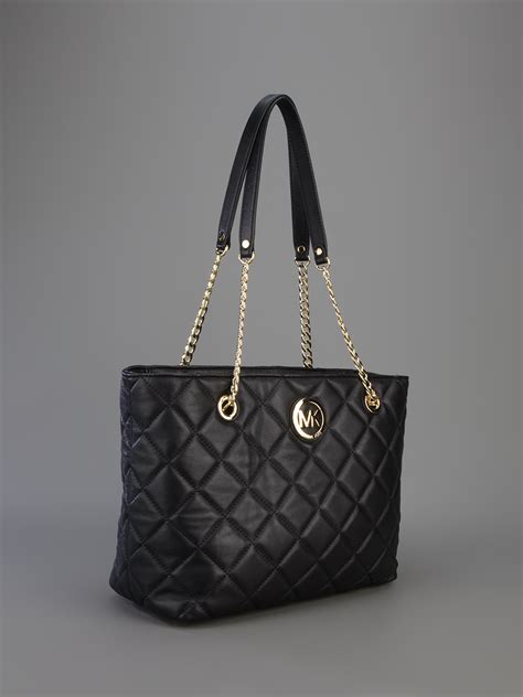 michael kors fulton quilt large wide tote black|michael kors shoulder bag.